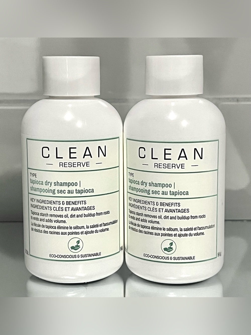 2 bottles Clean Reserve Tapioca Dry Shampoo